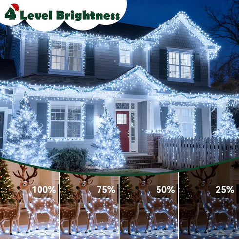 132FT 400 8 Christmas String Lights LED Cool White Dark Green Wire, Indoor Outdoor Waterproof Fairy Lights with Modes