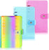 Outus 3 Pieces Clear A6 Binders - Colorful Soft PVC 6-Ring Binder Cover for Office (Rainbow, Blue, Pink)
