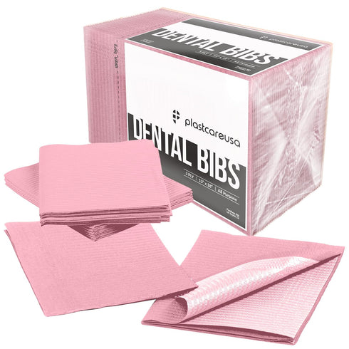 Pink Disposable Dental Bibs 13"x18" - 3 Ply Waterproof Tattoo Bib Sheet