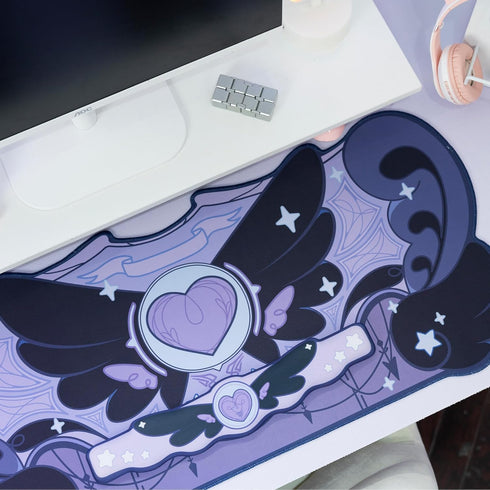 GeekShare Large Gaming Mouse Pad with Wrist Support Set, Non-Slip Rubber Back Desk Mat & Memory Foam Rest - Star Wings