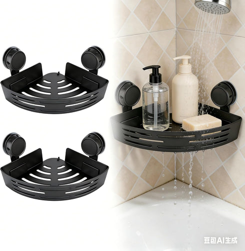 Generic Triangle Suction Cup Corner Shower Shelf, 2026 New No Drill Bathroom Corner