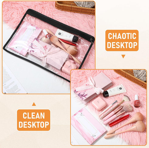 Outus 8 Pcs Clear Zipper Pouches, PVC Makeup Pouch Envelopes for Document File Organization, Office Supplies