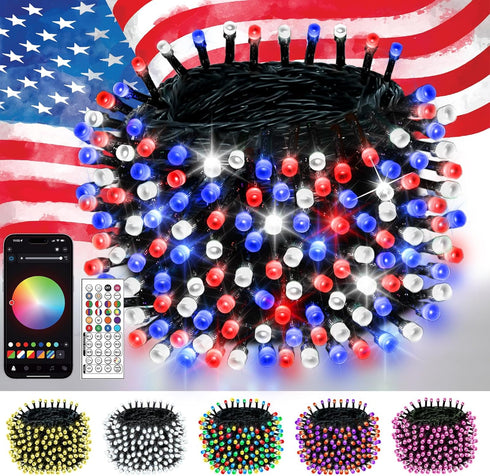 200LED Smart 4th of July String Lights | 82FT App Controlled Red