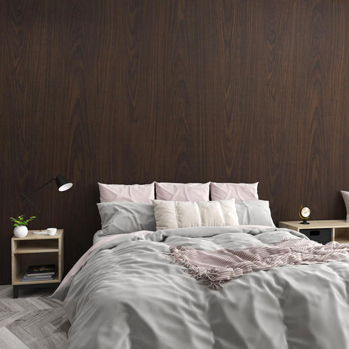 24"118" JSEVEM Dark Brown Black Walnut Wood Wallpaper Peel and Stick Waterproof Darker Brown Walnut Wood Grain Contact