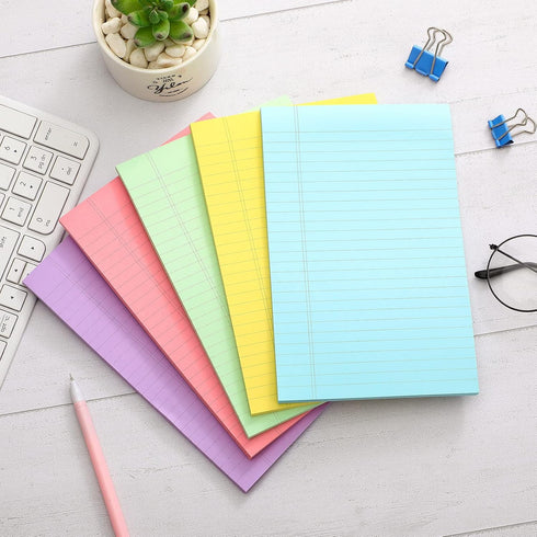 TaoBary 10 Pack Lined Sticky Notes, 500 Sheets (50/Pad), 5 x 8 Inch Colorful Self Stick Notes for Office Home Supplies