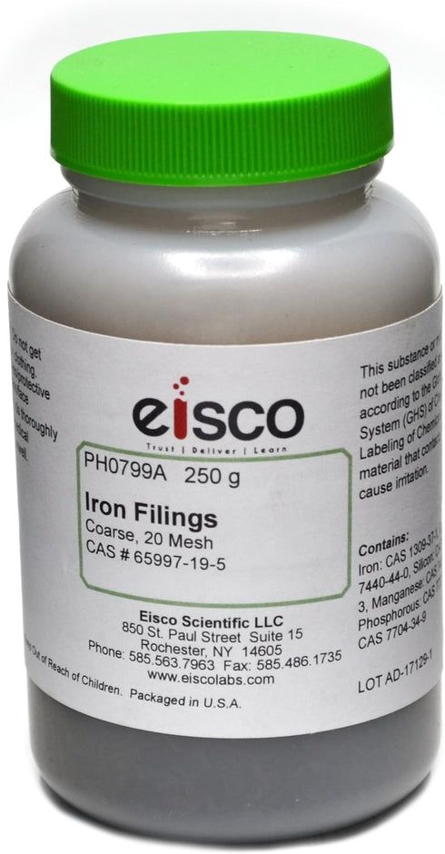 EISCO Coarse Iron Filings, 250g - 20 Mesh Iron Shavings for Magnets