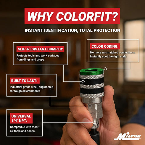 Colorfit by Milton Coupler & Plug Kit (A-Style) with Rubber Bumpers - 14-Piece Quick Connect Hose Fittings