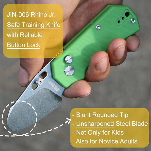 1.97 G10 JIN Rhino Jr. Kids Pocket Knife, Fidget Toy Knife, DIY Kit, Unsharpened Steel Blade, Safety Rounded Tip