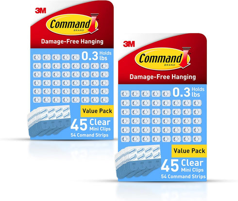 Command Indoor Mini Light Clips, Damage Free Hanging Christmas Lights, Mini Wall