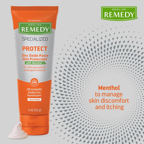 (4 oz Medline Remedy Specialized Zinc Oxide Paste with Menthol Tube), Unscented, Calamine, Incontinence Care, Diaper