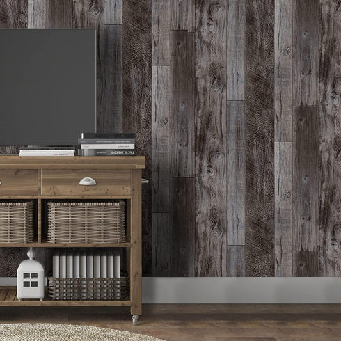 Yun-aeon Gray Wood Peel and Stick Wallpaper 17.3" X 120"Self Adhesive Wallpaper Backsplash Line Removable Wall Paper Bathroom Old Furniture Renovation Furniture by Yun-aeon