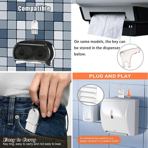 Angjiny 12-Pack Set Commercial Paper Towel Dispenser Key - Heavy-Duty Plastic & Metal Restroom Keys for Universal