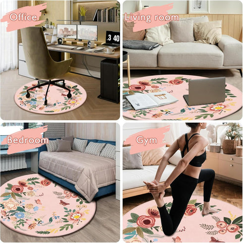 ujdnspda 47"X 47" Office Chair Mat for Hardwood Floor Round Gaming Rolling Chairs Rugs for Office Computer Desk Chair