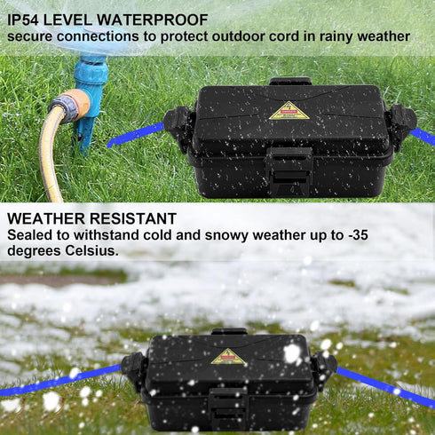 Outdoor Electrical Box, Waterproof IP54-rated Outlet Box, Black Outdoor Extension Cord Cover Box (1 PCS)