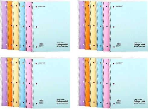 Mintra Office Spiral Notebooks (Pastel - College Ruled, 24pk)