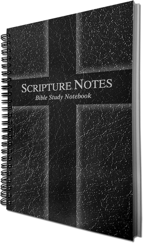 G.T. Luscombe Company, Inc. Scripture Notes, Bible Study, 9 x 5.5 inch, Spiral Bound, 100 Double-Sided Page, Hardboard Cover, Lined Notebook with Prompts and Text Boxes, Black
