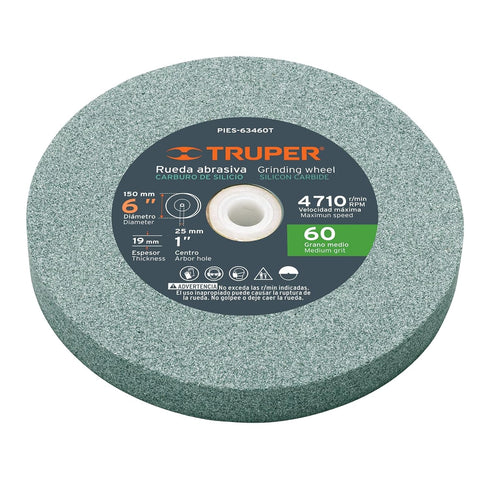 TRUPER PIES-63460T 6" Silicon Carbide Bench Grinding Wheels, Grit=60, Thickness=3/4", 1 Pack