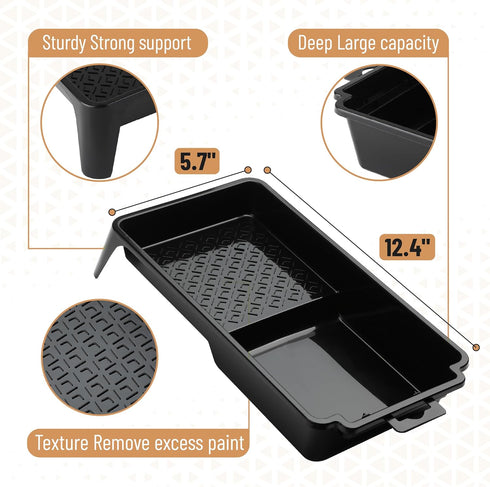 4 Inch 8 1x 1x 4", 3X 4", 2X 2", 1x Bates- Paint Roller Kit, pcs, Plastic Paint Tray, Roller Frame Microfiber Covers