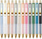 Linbsunne 12 pcs Black Medium Point 1mm Ballpoint Pens - Retractable Work Pen with Super Soft Grip for Men Women (Gold)