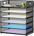 Marbrasse 6 Tier Paper Organizer, Mesh Desk File Holder with Handle for Letter/A4 Office Files, Black