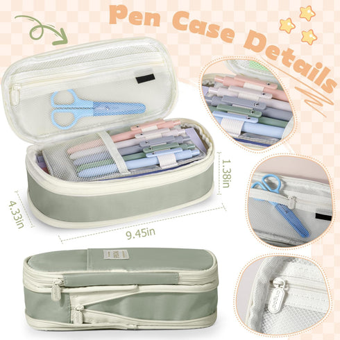KOUDGY 49Pcs Book Annotation Kit - Aesthetic School Supplies with Cute Pen Case Highlighters Gel Pens and Marker