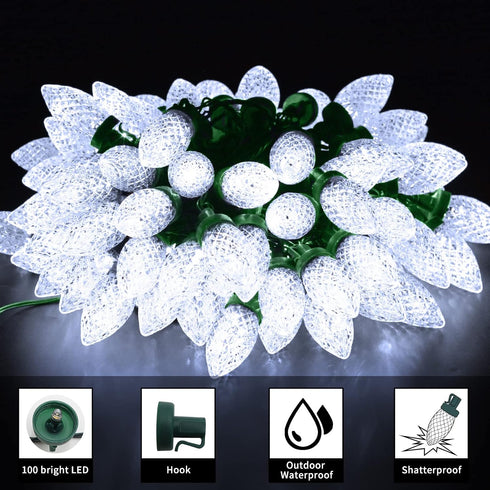 C9 66ft 100 C9 ZAIYW Christmas String Lights LED Strawberry Lights UL Plug String Lights Green Wire Waterproof