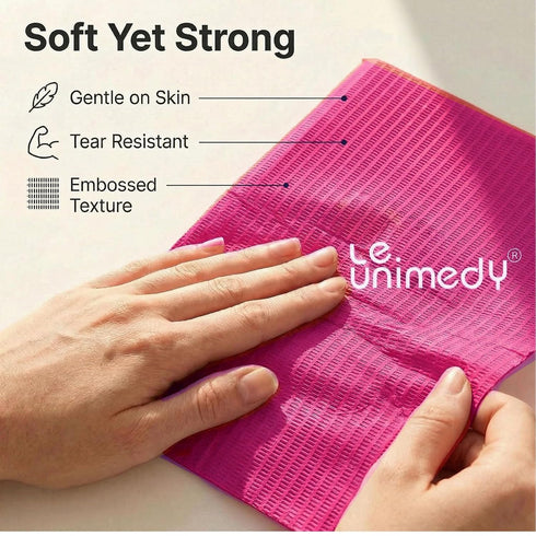 leunimedy 100-Pack 13x18, 3-Ply Rose Red Tattoo Bib Sheets Disposable Water-Resistant Salon Bibs with Poly Backing