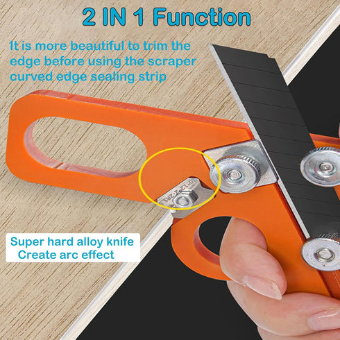 YUENTOEN Edge Banding Trimmer, Veneer Edge Cutter Tool with 10Pcs Blade and 4Pcs Circular Edge Scraper for Woodworking