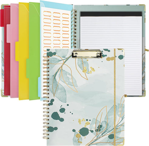 Clipboard with Storage and Refillable Notepad for Letter Size 8.5"x 11", Cute Clip Board with Extra Folders and Tabs