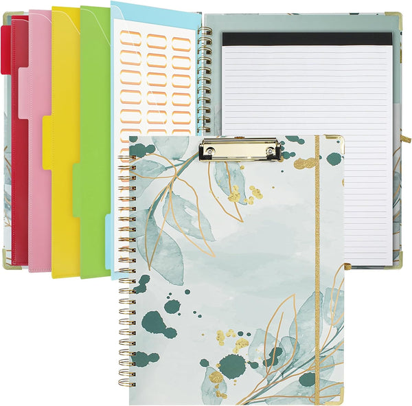 Clipboard with Storage and Refillable Notepad for Letter Size 8.5"x 11", Cute Clip Board with Extra Folders and Tabs