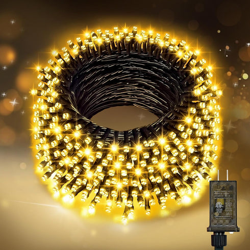 Nisocy 200 LED Christmas Connectable String Lights Outdoor Waterproof Warm White Fairy