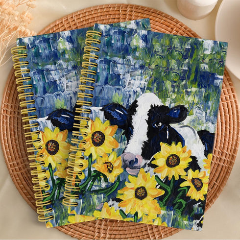 Knibeo Cow Notebook Journal, Cow Gifts for Women Girls, Cow Lovers, Floral Cow Spiral Journal Notebook 5.5x8.3