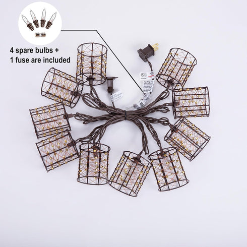 TWINKVILLA 10 Bulbs, Outdoor Patio String Lights Plug in with Incandescent Handwoven Beaded Copper Wire Style