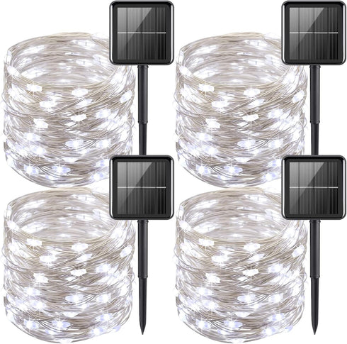 YEGUO 4 Pack White Solar Fairy Lights, Each 33ft 100 LED Christmas