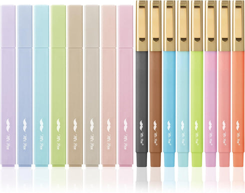 Mr. Pen Aesthetic Highlighters and Pens, 16 Pack, Black Ink Bible Pens, Pastel Color No Bleed Highlighters