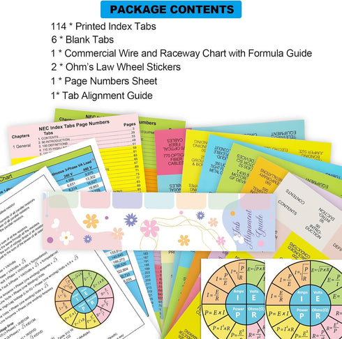 NEC Tabs, 120 Pcs for 2020 National Electrical Code, Color-Coded Laminated Tabs with Stickers