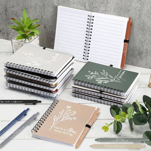 Inspirational 20 Pcs Employee Appreciation Gifts, Thank You Spiral Journal, Boho Aesthetic Floral Notepad, Motivational