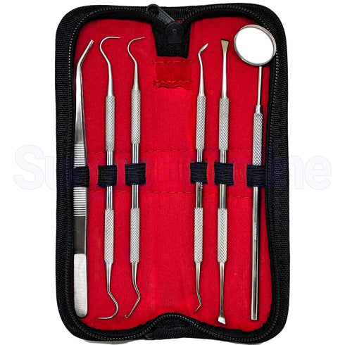 SURGICAL ONLINE Professional Dental Tools Kit, 6 pcs with Pouch, Teeth Cleaning Oral Care Kit