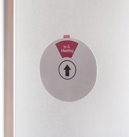 Office Door Sign, 6 Options Do Not Disturb/Out of Office/In a Meeting/Back Soon, Privacy Door Sign 6 Inches Silver