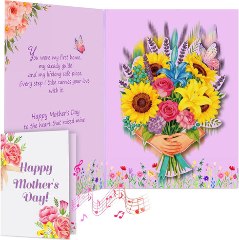 Mothers Day Card with Sound & Motion, Musical Sunflower Bouquet Mother's Day