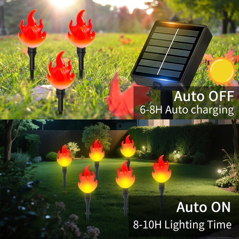 ALENEY 6.2Ft 10 Christmas Light Solar Lights Outdoor, Cute Flame Light String with Stake, Waterproof LED Garden Decor