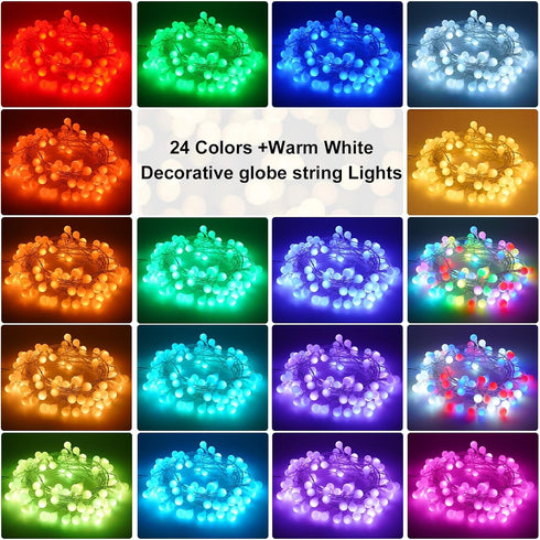 33 60 OMIKA FT Globe Battery Powered String Lights, LED Warm White & Multicolor Battery String Light, USB Powered