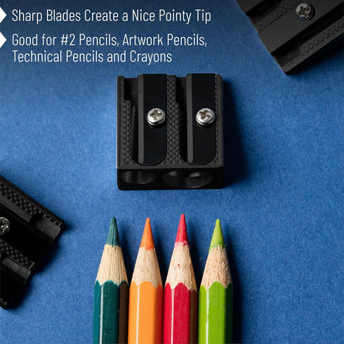 Mr. Pen Handheld Metal Pencil Sharpener with 2 Holes, Pack of 6, Black, Manual Pencil Sharpeners