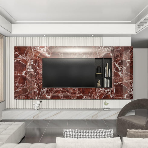 88"x15.8" Red Brown Marble Contact Paper for Countertops, Faux Granite Peel and Stick Waterproof Wallpaper