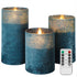 ANGELLOONG Blue Flameless Candles with Remote, Flickering Led Candles with Timer, Electric