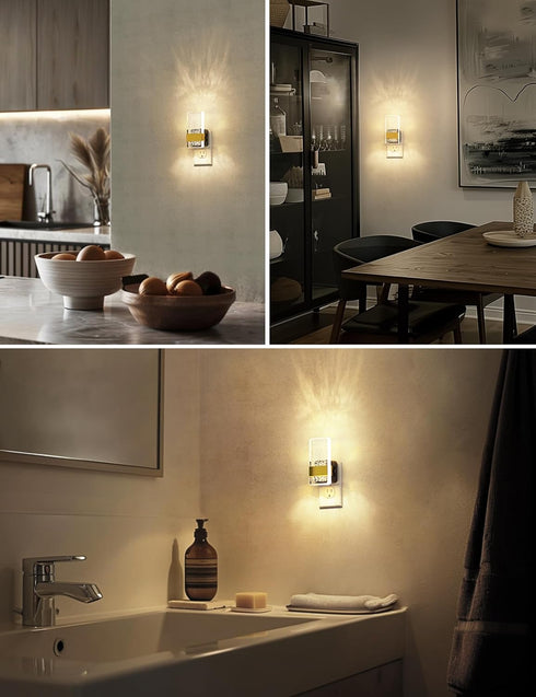 2 Pack 0-100LM Dimmable L LOHAS LED Night Lights Plug Into Wall, Plug in Night Light LED with Dusk to Dawn Sensor