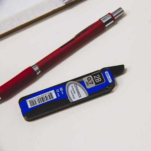 BAZIC Ceramics Mechanical Pencil Lead Refills - 2B 0.7mm (36 Count/Pack) for Graphite Draft Drawing Writing Sketching