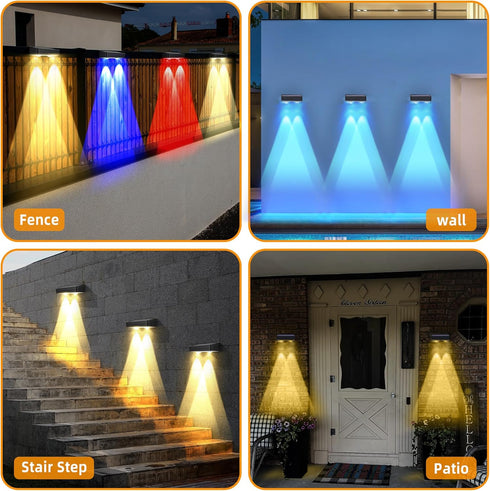 Warm White Solar Fence Lights, Waterproof LED Step Lights for Wall, Yard, Pool, Stairs, 4 * 1.68 * 1.57in, 2 Pack