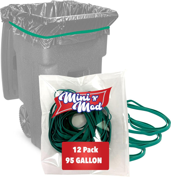 Mini n Mod Rubber Bands for 95 Gallon Trash Cans 12 Pack | Secure 95