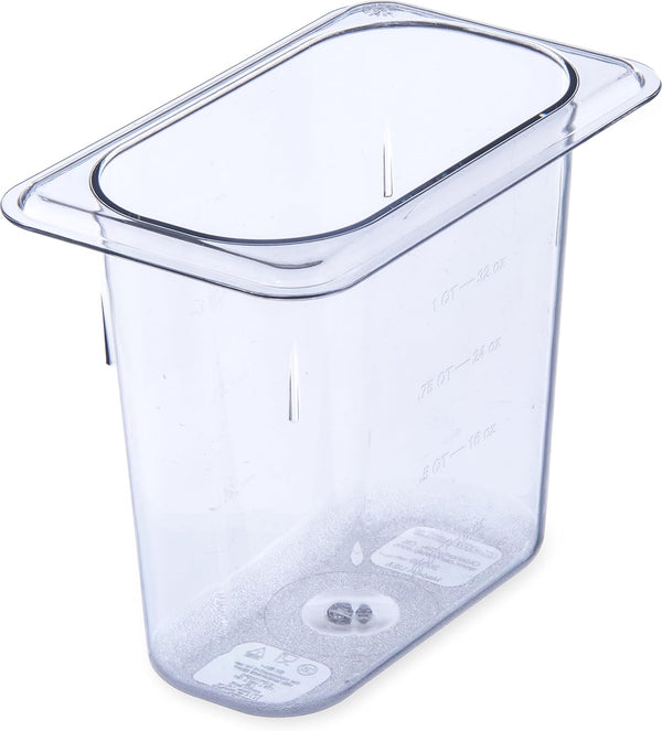 Carlisle FoodService Products 3068807 Plastic Food Pan, 1/9 Size, 6 Inches Deep, Clear